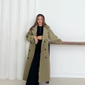 Düğme Detaylı Oversize Trençkot Haki