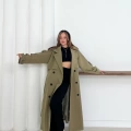Düğme Detaylı Oversize Trençkot Haki