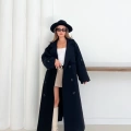 Düğme Detaylı Oversize Trençkot Siyah