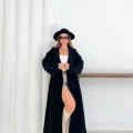 Düğme Detaylı Oversize Trençkot Siyah