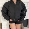 Fermuar Detaylı Bomber Ceket Siyah