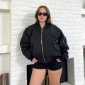 Fermuar Detaylı Bomber Ceket Siyah