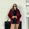 Fermuar Detaylı Velura Kürk Bordo