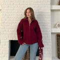 Fermuarlı Kaşe Kısa Ceket Bordo