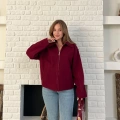 Fermuarlı Kaşe Kısa Ceket Bordo
