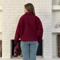 Fermuarlı Kaşe Kısa Ceket Bordo