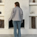 Fermuarlı Kaşe Kısa Ceket Gri