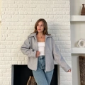 Fermuarlı Kaşe Kısa Ceket Gri