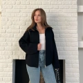 Fermuarlı Kaşe Kısa Ceket Siyah