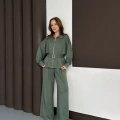 Fermuarlı Kemer Detaylı İkili Takım Yeşil