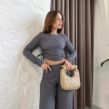 Gofre Kumaş Daily Glow Takım Koyu Gri