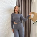 Gofre Kumaş Daily Glow Takım Koyu Gri