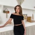 Gofre Kumaş Madonna Takım Siyah