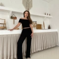 Gofre Kumaş Madonna Takım Siyah