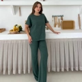 Gofre Kumaş Pantolonlu Takım Yeşil