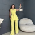 Gold Düğme Double Kumaş Takım Sarı
