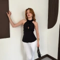Halter Yaka Sırt Dekolte Fermuarlı Bluz Siyah