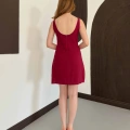 Ham Keten Basic Elbise Bordo