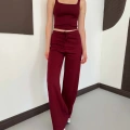 İp Askılı Yumaşak Dokulu Basic Atlet-Pantolon Takım Bordo