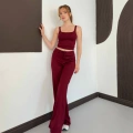 İp Askılı Yumaşak Dokulu Basic Atlet-Pantolon Takım Bordo