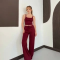 İp Askılı Yumaşak Dokulu Basic Atlet-Pantolon Takım Bordo