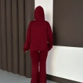 Kapüşonlu Modal Pantolonlu İkili Set Bordo