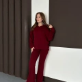 Kapüşonlu Modal Pantolonlu İkili Set Bordo