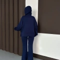 Kapüşonlu Modal Pantolonlu İkili Set Lacivert