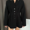 Düğme Detaylı Ceket Elbise Siyah