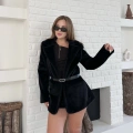 Kemer Detaylı Yumoş Ceket Siyah