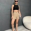 Keten Kumaş Cepli Şort