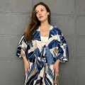 Kilim Desen Şortlu Kimono Takım Beyaz
