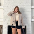 Kısa Street Luxe Kaşe Kaban Krem