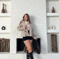 Kısa Street Luxe Kaşe Kaban Krem