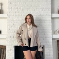 Kısa Street Luxe Kaşe Kaban Krem