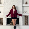 Kısa Street Luxe Kaşe Kaban Bordo