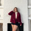 Kısa Street Luxe Kaşe Kaban Bordo