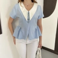 Kontrast Yaka Peplum Detaylı Bluz Bebemavisi