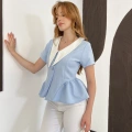 Kontrast Yaka Peplum Detaylı Bluz Bebemavisi
