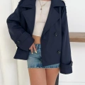 Kruvaze Yaka Cepli Bomber Ceket Lacivert