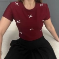 Kurdale Detaylı Crop Bordo