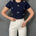 Kurdale Detaylı Crop Lacivert
