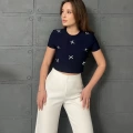 Kurdale Detaylı Crop Lacivert
