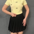 Kurdale Detaylı Crop Sarı