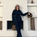 Kuşak Detaylı Denim Takım