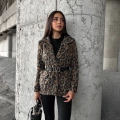 Leopar Desen Kemer Detaylı Ceket