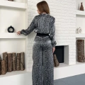 Leopar Desenli İki Takım Antrasit