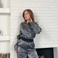 Leopar Desenli İki Takım Antrasit