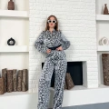 Leopar Desenli İki Takım Gri