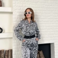 Leopar Desenli İki Takım Gri